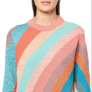 Pulls de créateur multicolores pour femmes, en laine respirante, mode hiver, col rond tricoté personnalisé pour hommes - Product Image 1