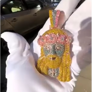 จี้พระเยซูประดับเพชรหลากสีสันสวยงาม เงินแท้ 925 ชุบทองคำสีกุหลาบ พร้อมจี้รูปพระเยซูสำหรับสวดมนต์ ลดราคาพิเศษ - Product Image 1