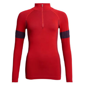 Combinaison de compression tricotée rouge pour femme, longue, avec fermeture éclair, respirante, anti-transpiration, en spandex et polyester, vêtements de sport Econex - Product Image 4