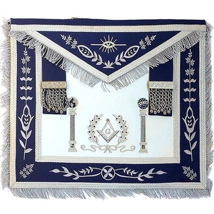 Tablier de Maître Maçon de Loge Bleue - Bleu Marine avec Piliers Argentés, Régalia Maçonnique, Design de Luxe, Fournisseur d'Usine, Qualité Supérieure - Product Image 6