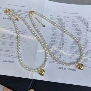 Collier de perles d'eau douce les plus vendues, 5-6 mm, pendentif cœur impeccable, cadeau de vacances, article de bijouterie - Product Image 1