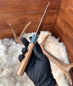 Couteau de chef artisanal haut de gamme en acier carbone, manche en bois, lame tranchante comme un rasoir, couteau de cuisine ambidextre, OEM - Product Image 4