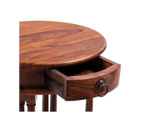 Wholesale Oval Solid Wood Side <b>Table</b> with Drawer | Antique Spindle <b>Leg</b> Wooden Telephone Stand - Product Image 2