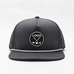 Gorra Estilo Snapback para Golf y Tenis, con Logotipo Personalizado de PVC y Goma, con Cuerda, 6 Paneles, Visera Plana, Orificios Cortados con Láser, Impermeable, de Spandex, para Exteriores - Product Image 1