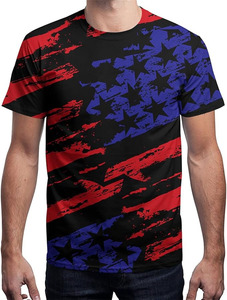 Camiseta de Manga Corta para Hombre, Estampado de Bandera Americana, Sublimación, Cuello Redondo Informal, Corte Regular, 100% Poliéster Tejido - Product Image 4