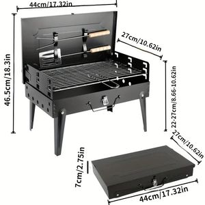 Griglia per Barbecue da campeggio all'aperto multifunzionale portatile con strumenti facili da usare miglior regalo per marito padre per feste picnic - Product Image 2