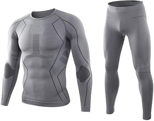 Ensemble de compression élastique robuste conçu pour les hommes actifs, ensemble de compression pour entraînement intensif avec manches longues, ensemble de compression ajusté pour le contrôle du maintien. - Product Image 4