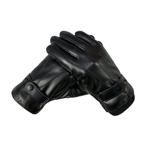 Gants de moto en cuir, longueur poignet, thermiques, style sportif, pour usage quotidien, non doublés, noirs - Product Image 4
