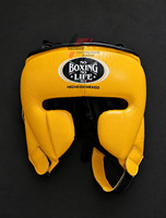 Nouvel ensemble de gants de boxe personnalisables « No Boxing No Life » pour l'entraînement et le sparring, en cuir véritable de haute qualité, avec protections de tête et de zone inguinale à lacets.