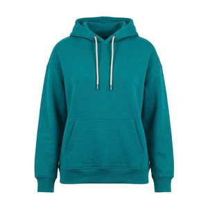 Teal Green Unisex Hooded Sweatshirt Regular Fit Cotton Fleece Pullover with Kangaroo Pocket Casual Autumn Wear - Product Image 2
