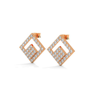 Rose Gold Moissanite <b>Stud</b> Earrings 925 Sterling <b>Silver</b> Rhodium Plated Diamond Studded Square Ear Jewelry for Party - Product Image 2