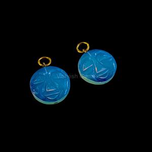 Natural Opalite Face Carved Gemstone Pendant With Gold Plated Sterling <b>Silver</b> 925 Loop Handmade Jewelry <b>Charms</b> Wholesale Pendant - Product Image 1