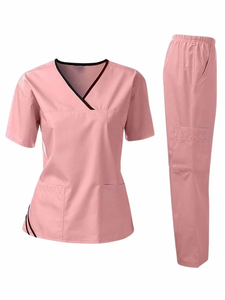 Hot Sale Unisex Two Piece <b>Scrubs</b> Sets Anti-Wrinkle Washable 65%Polyester35%Cotton Fabric Customized Color Hospital Uniforms - Product Image 3