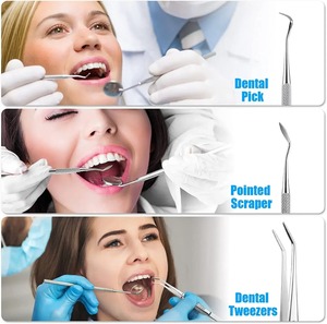 Miroir dentaire en acier inoxydable, outil de soins bucco-dentaires, outil de nettoyage des dents, pince, sonde, grattoir à pointe plate - Product Image 6