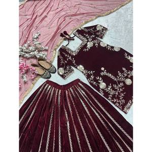Conjunto de ropa de fiesta de diseñador para mujer, parte inferior superior y Dupatta con trabajo de bordado pesado - Product Image 5