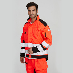 Ensemble veste et pantalon de travail pour homme, orange fluorescent, respirant, taille XL, avec bandes réfléchissantes - Product Image 2