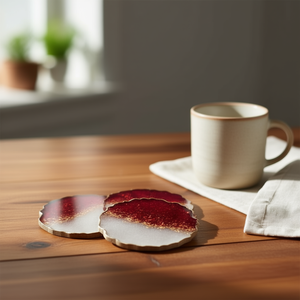 Ensemble de sous-verres en résine écologiques faits à la main pour table à thé/à café - Luxe et qualité export - Product Image 3