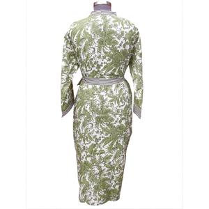 Bata Kimono Moderna Transpirable con Cuello en V y Cierre de Cinturón, de Secado Rápido, Larga, con Estampado de Bloques, Ropa de Dormir Casual - Product Image 6