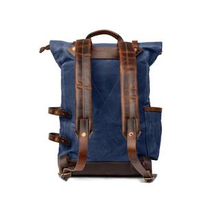 Genuine Leather Canvas Water Resistant <b>Backpack</b> Daily <b>Travel</b> School Laptop <b>Bag</b> with Custom Logo Factory LCB-0027 - Product Image 3