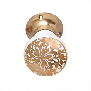 Modern Ceramic Round Cabinet Knob with Gold <b>Floral</b> Design Durable & Eco-Friendly for Bedroom and Wardrobe Use - Product Image 5