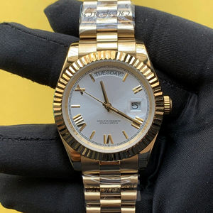 BOJ Plain R.O.L.E.X.24 Antique Style 41mm Golden Roman Dial Stainless Steel Mechanical Made Automatic <b>Watch</b> Low Price Hot Sale - Product Image 1