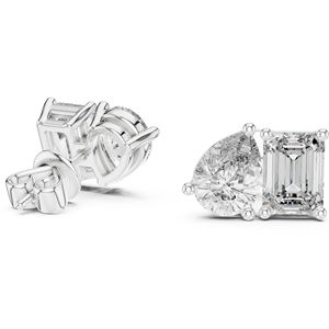 Boucles d'oreilles en or jaune 14 carats avec diamants de laboratoire en forme de poire et d'émeraude |   Boucles d'oreilles d'anniversaire |   Nouveau diamant cultivé - Product Image 6