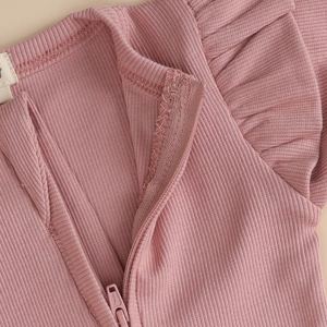 Blush Pink Premium Quality Bamboo Elastane Zip Romper Ropa de bebé - Product Image 3