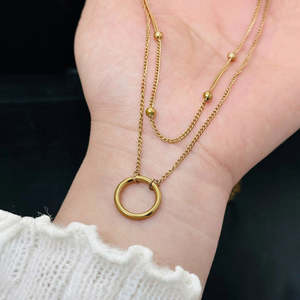 Collar con Colgante Circular de Doble Capa con Cuentas de Plata de Ley 925 para Mujer, Hecho a Mano, Estilo Minimalista, Unisex, para Uso Diario - Product Image 3