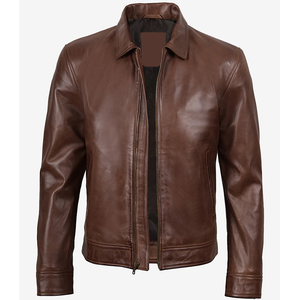 2026 OEM Hot Selling Cogan Brown Original Cowhide Leather <b>Jacket</b> For Men's 100%High Quality Low MOQ Winter Fashion <b>Heated</b> <b>Jacket</b> - Product Image 4