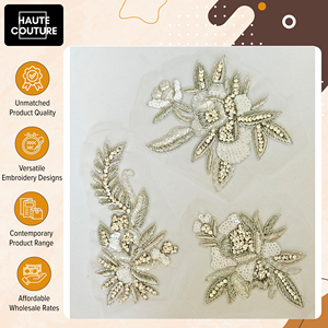 La Mejor Oferta en Apliques Hechos a Mano - Juego de 3 Motivos con Hilos de Plata, Cuentas y Lentejuelas para Accesorios de Ropa de la India - Product Image 5