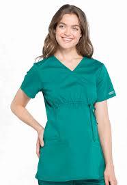 Blusa de Uniforme Hospitalario para Mujer, Cuello en V, Color Verde Azulado, Tejido de Algodón y Poliéster - Product Image 6