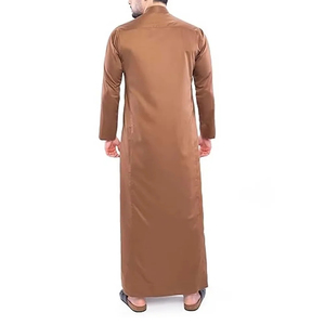 Túnica islámica árabe para hombre, color marrón, cuello alto, manga larga, largo hasta el tobillo, Thawb, la más vendida, modesta, informal, de poliéster - Product Image 3