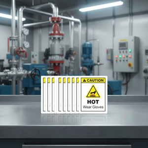 Etiqueta de Advertencia de Seguridad para Guantes Resistentes al Calor, con Adhesivo Impermeable y Resistente a los Arañazos, para Máquinas Industriales y Equipos de Alta Temperatura - Product Image 2
