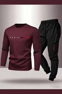 OEM Men's Sporty Long Sleeve Shirt <b>Set</b> With Quick Dry <b>Knitted</b> Fabric Autumn Wear Pants Top <b>set</b> - Product Image 2
