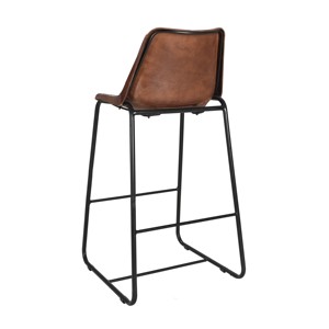 Chaise de bar au design industriel en cuir marron, cadre en métal noir, tabouret de comptoir pliable pour bar à domicile, usage commercial, accoudoirs amovibles - Product Image 5