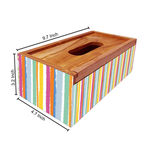 Floral Enamel Printed Wooden Tissue Box Holder For Home Office & <b>Car</b> Use Premium Napkin Box Dispenser For <b>Table</b> Top Accessories - Product Image 6