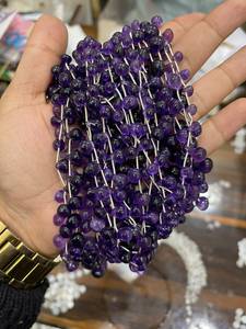 Natural <b>Amethyst</b> Drop Beads 925 Silver Wire Gemstone Chain for Jewelry Making Necklace <b>Bracelet</b> - Product Image 5