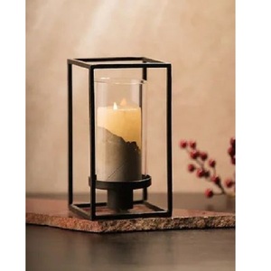 Nordic Home Decor <b>Lantern</b> Glass Candle Holder <b>Gold</b> Finish <b>Lantern</b> Elegant <b>Gold</b> Metal and Glass Candle Holder <b>Lantern</b> - Product Image 2