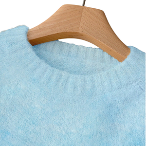 Pull en maille douce et moelleuse en mohair pour femme, col rond, manches longues, coupe ample, chaud, décontracté, confortable, mode hiver - Product Image 5