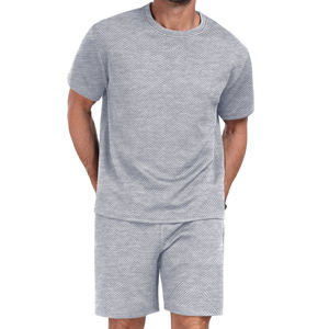 Ensembles de costumes d'été pour hommes en gros – T-shirts à manches courtes couleur unie 100 % polyester séchage rapide style streetwear - Product Image 5