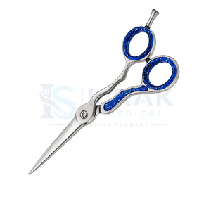 Blue Handle Hair Scissors 5.5 Inch Straight <b>Blade</b> Stainless Steel Cutting Shears for Salon <b>Barber</b> - Product Image 2