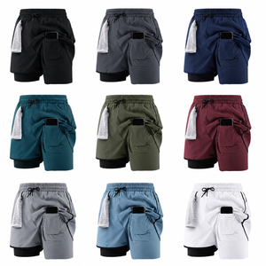 Custom Men’s 2 in 1 Gym Training <b>Shorts</b> Quick Dry Lightweight Running Workout <b>Shorts</b> <b>with</b> Compression Liner <b>Phone</b> <b>Pocket</b> OEM - Product Image 2