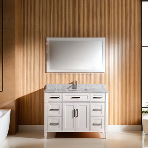 Marble Vanity 48 Inch with Mirror Bathroom Vanity Luxury Bathroom Vanities White Bathroom Cabinet - Product Image 1