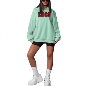 เสื้อฮู้ดแขนยาวแบบซิป ¼ ตัว สำหรับผู้หญิงไซส์ใหญ่ ผ้าเทอร์รี่ ทึบลม ระบายอากาศได้ดี เป็นมิตรกับสิ่งแวดล้อม มีโลโก้ด้านหน้า สามารถสั่งทำได้ - Product Image 6