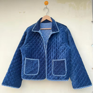 Veste kimono en velours de coton 100% faite à la main |   Vêtement d'automne/hiver respirant, écologique, à séchage rapide, anti-plis, avec poche avant - Product Image 1