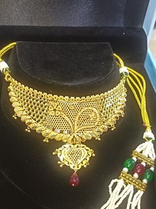 Collier ras du cou en or massif 22 carats, bijoux de mariée indiens traditionnels en filigrane, collier Jali en or fait main, ensemble de mariage - Product Image 2