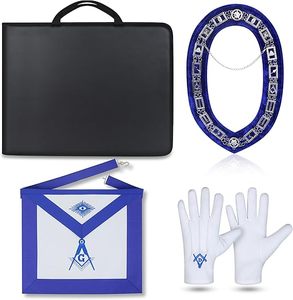Ensemble de Regalia Maçonniques Premium en Cuir d'Agneau pour Maître Maçon de Loge Bleue : Tablier + Collier + Gants + Étui - Product Image 1
