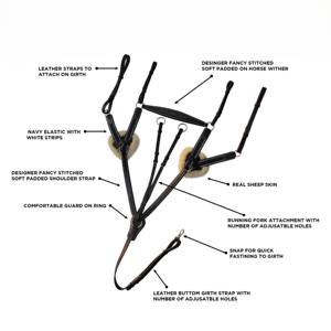 แผ่นหนังแกะยืดหยุ่น5จุดเกราะเกราะหน้าอกหนังม้าสำหรับการออกวิ่งและกระโดดม้า - Product Image 2