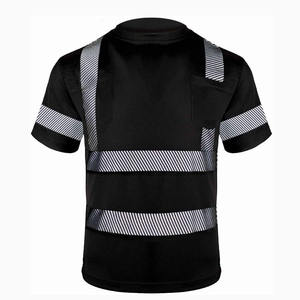 T-shirt de travail haute visibilité pour homme, noir, avec bandes réfléchissantes, en polyester - Product Image 1