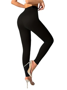 <b>Women's</b> V-Shape Elastic Waist Knitted Nylon Seamless Breathable Lightweight Vintage Knee-Length Yoga Fitness <b>Leggings</b> - Product Image 4